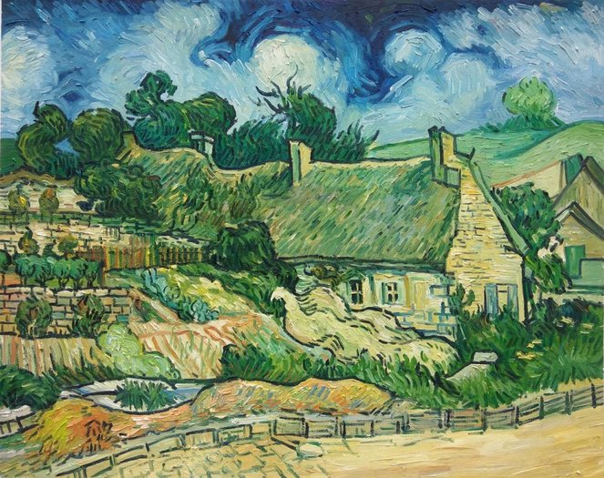 Cottages met Rieten Daken in Cordeville | Van Gogh Studio