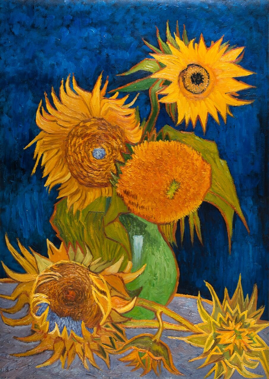 five sunflowers Van Gogh reproduction