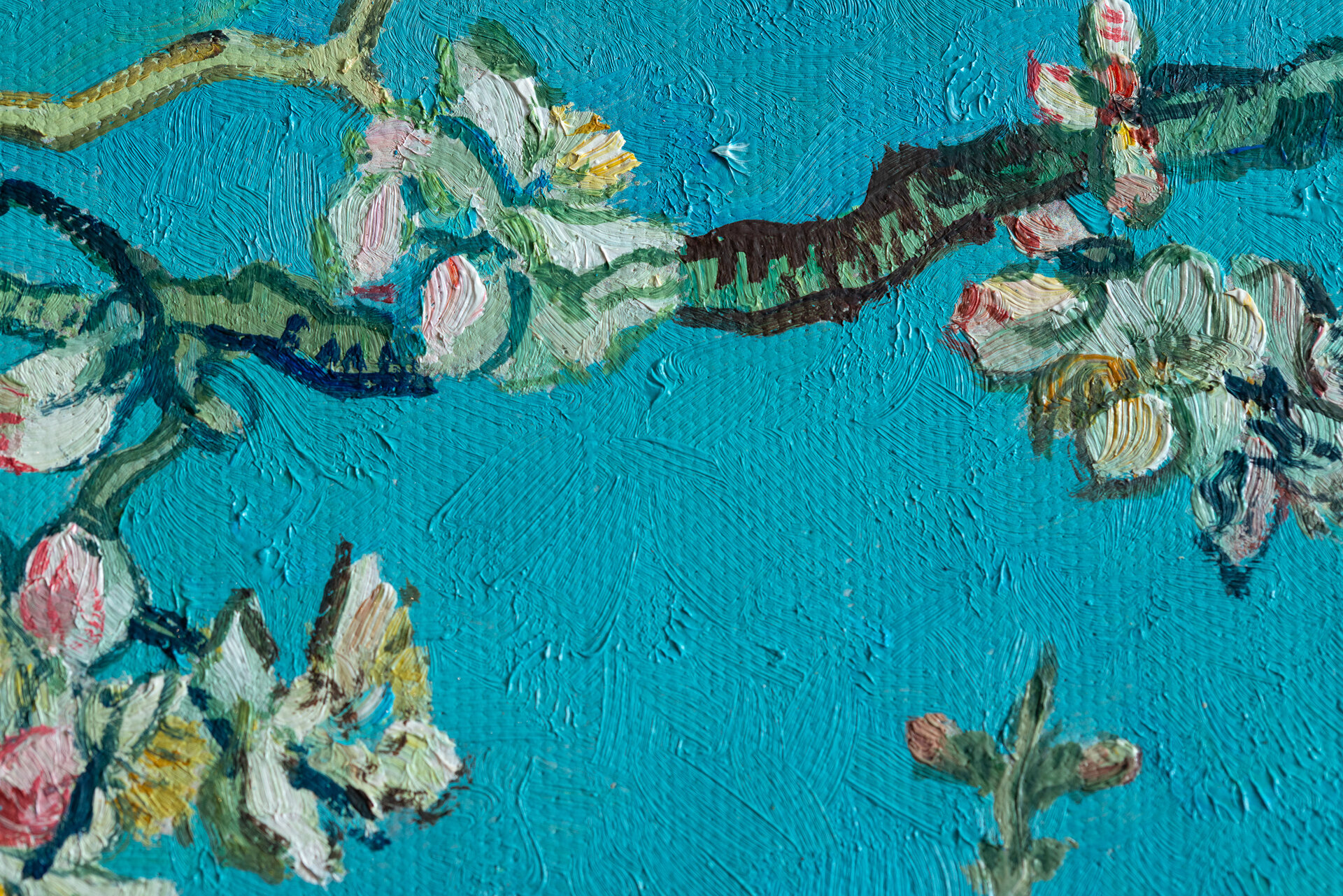 detail Blossoming Almond Tree framed Vincent van Gogh replica