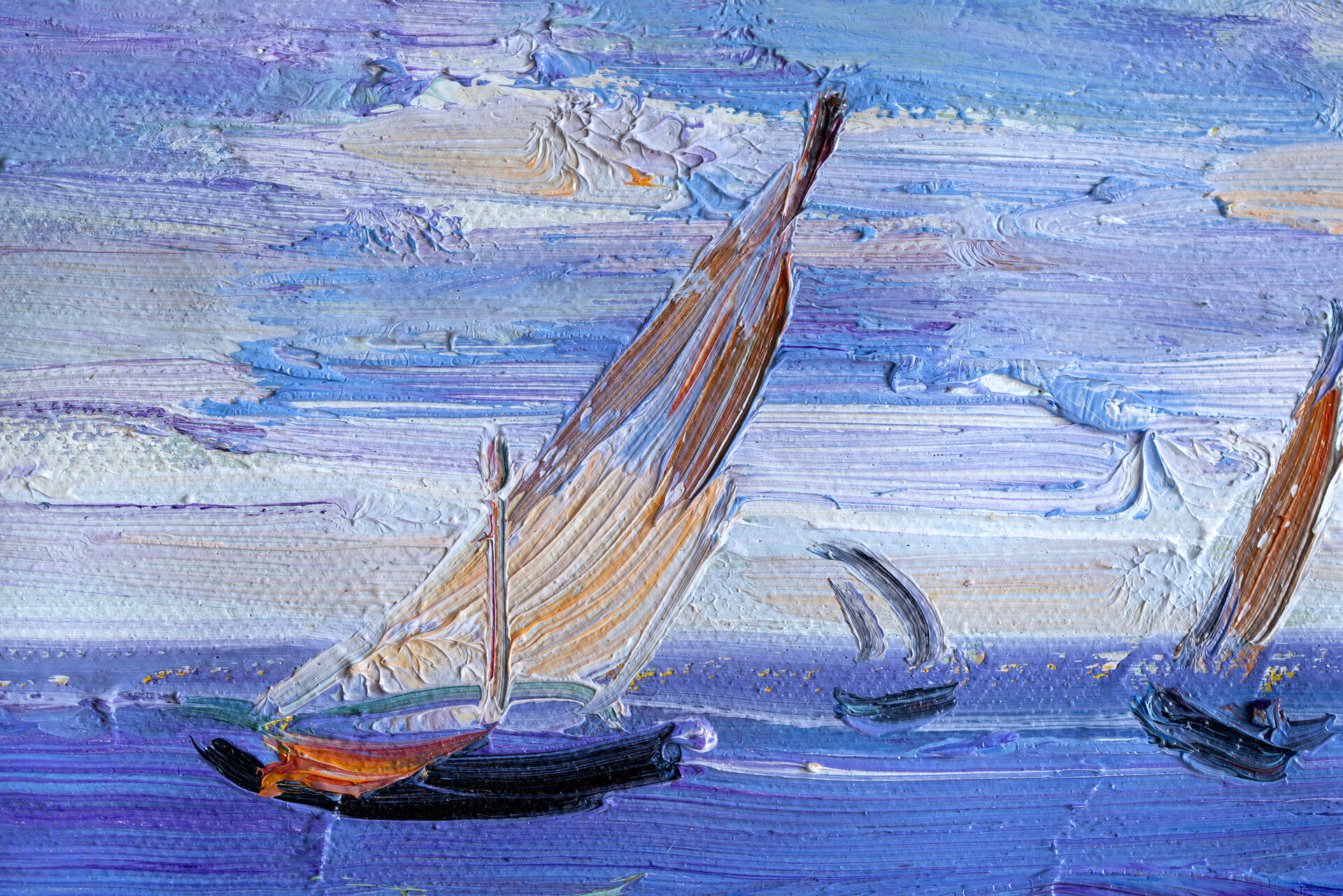 detail Seascape at Saintes-Maries Van Gogh replica