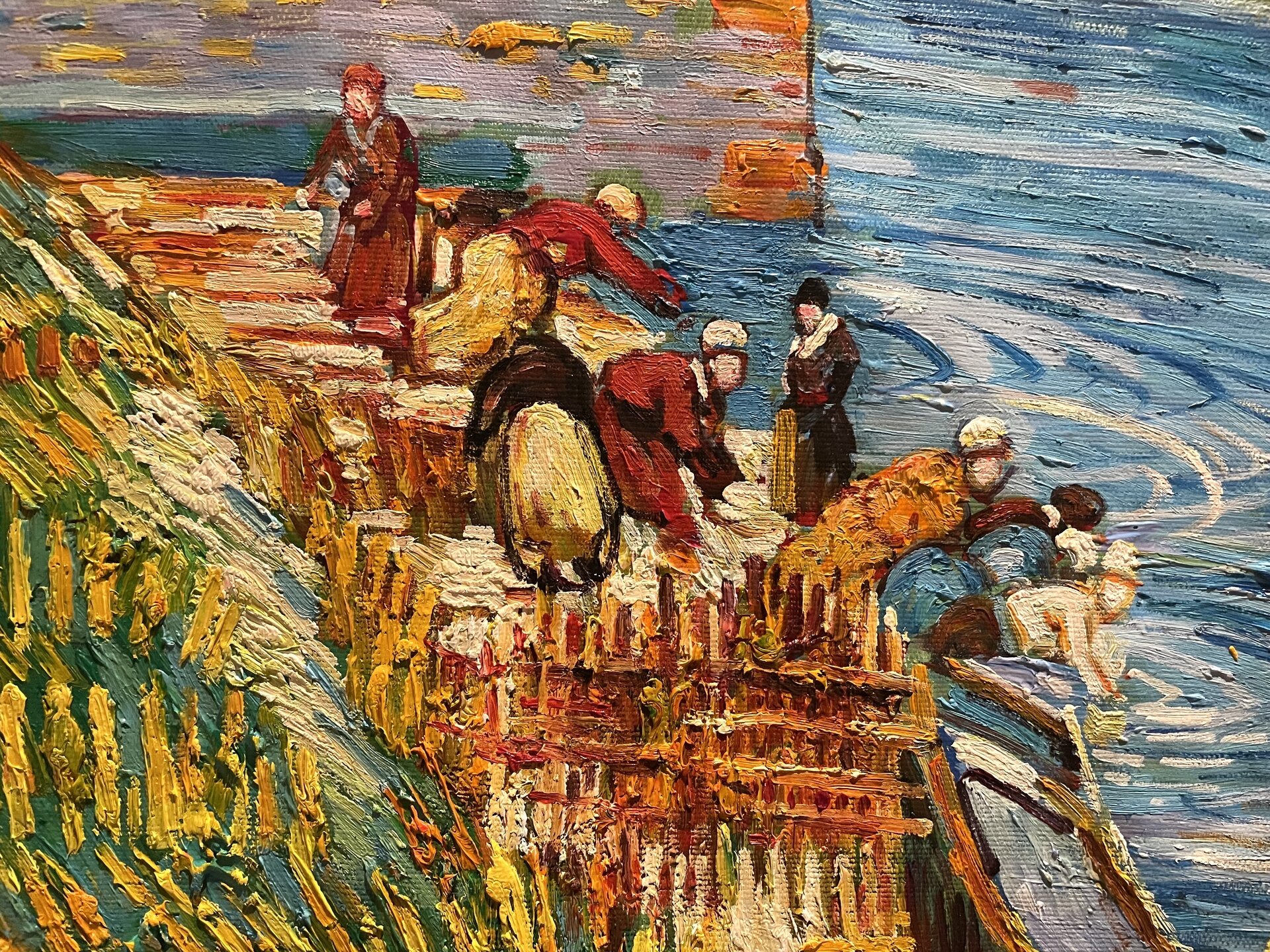 detail Langlois Bridge at Arles with Women Washing Van Gogh reproduction