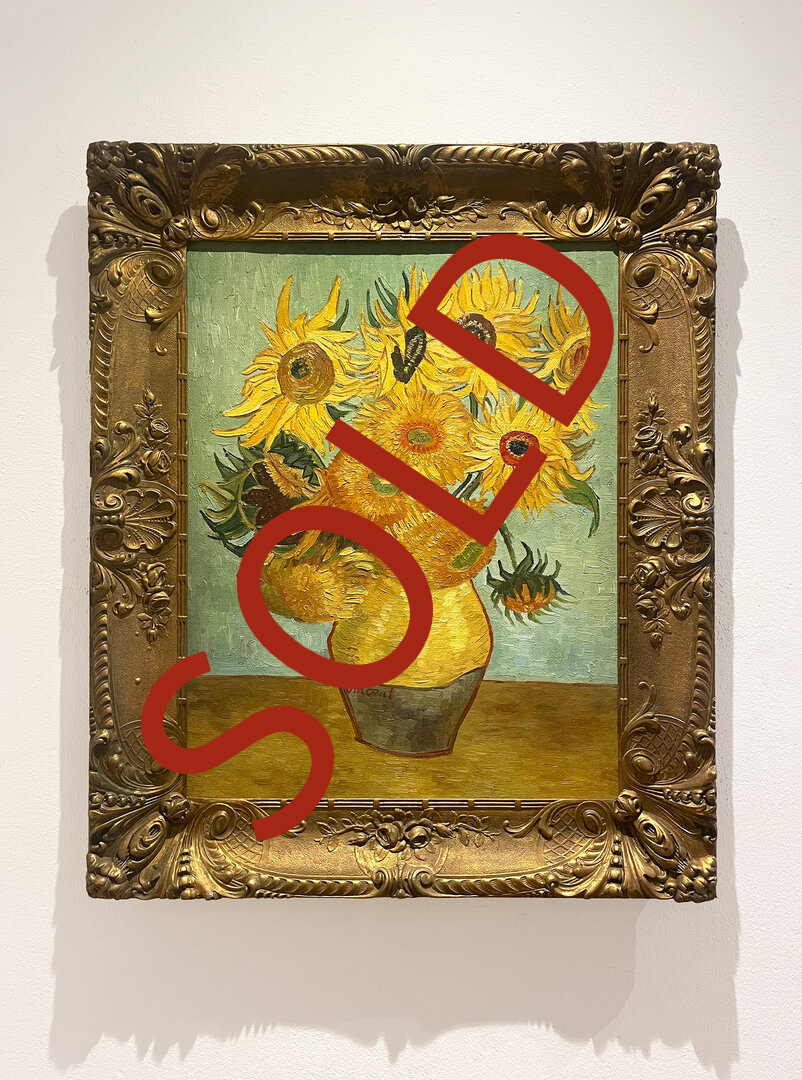 Sold Vase with Twelve Sunflowers framed Van Gogh replica