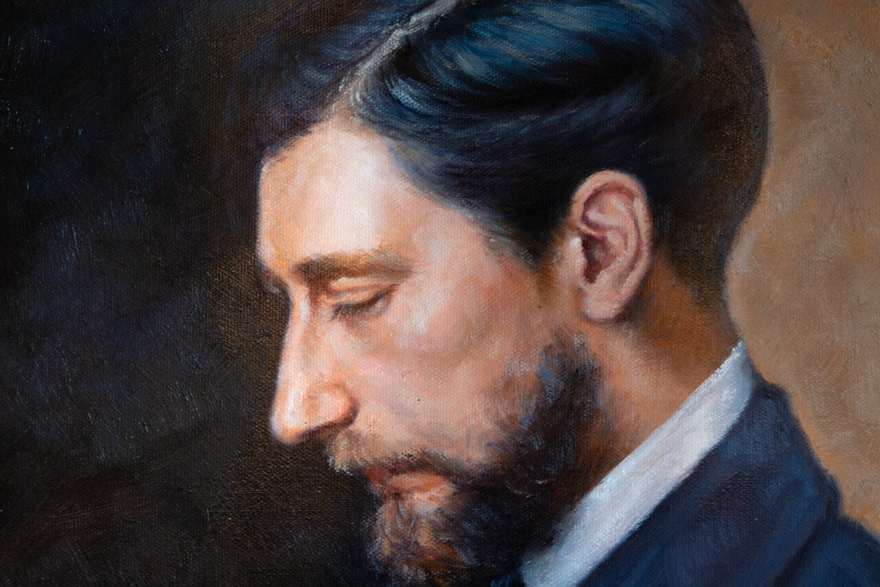 detail Portrait of Edmond Maitre by Frederic Bazille reproduction