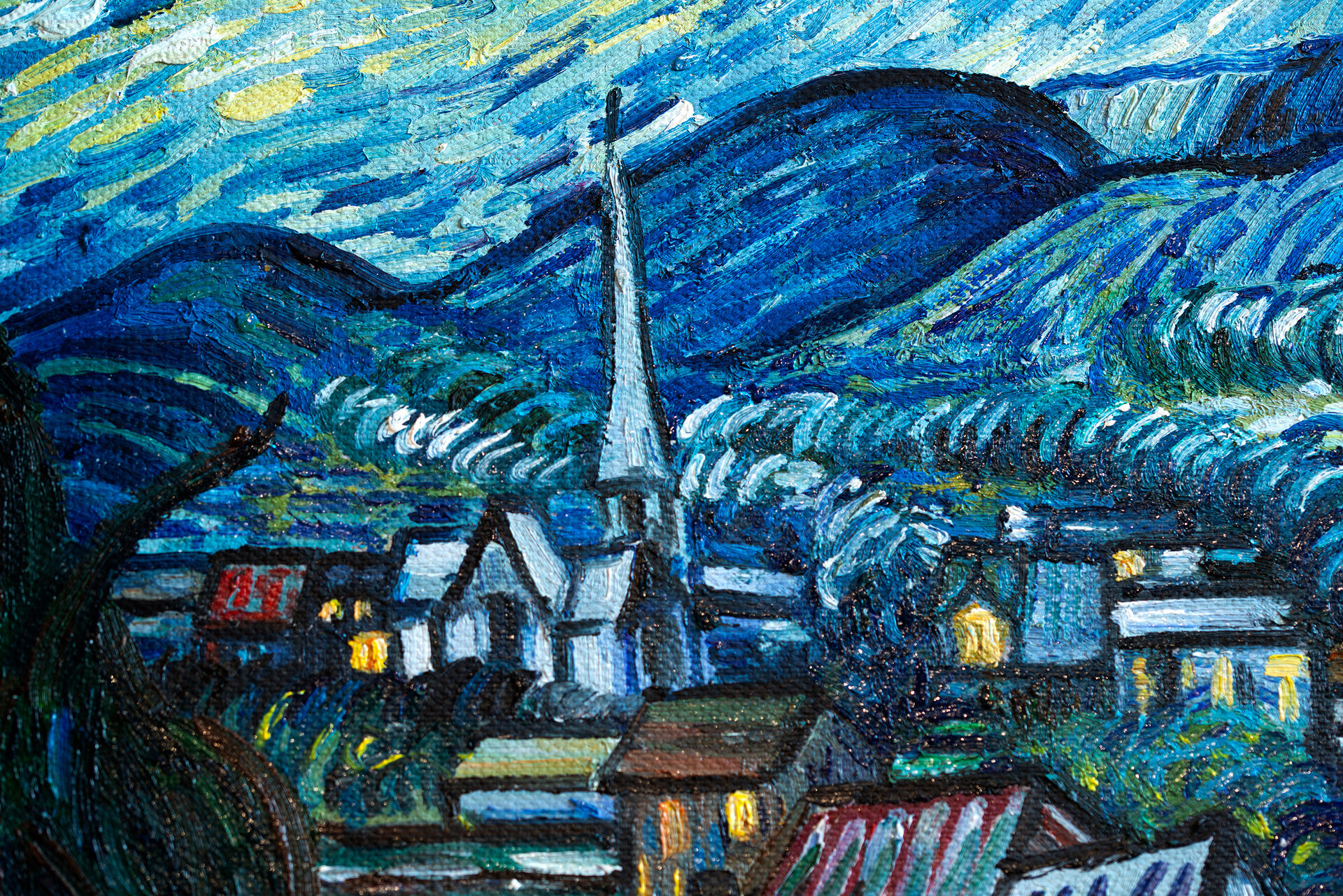 deatil Starry Night Van Gogh framed reproduction