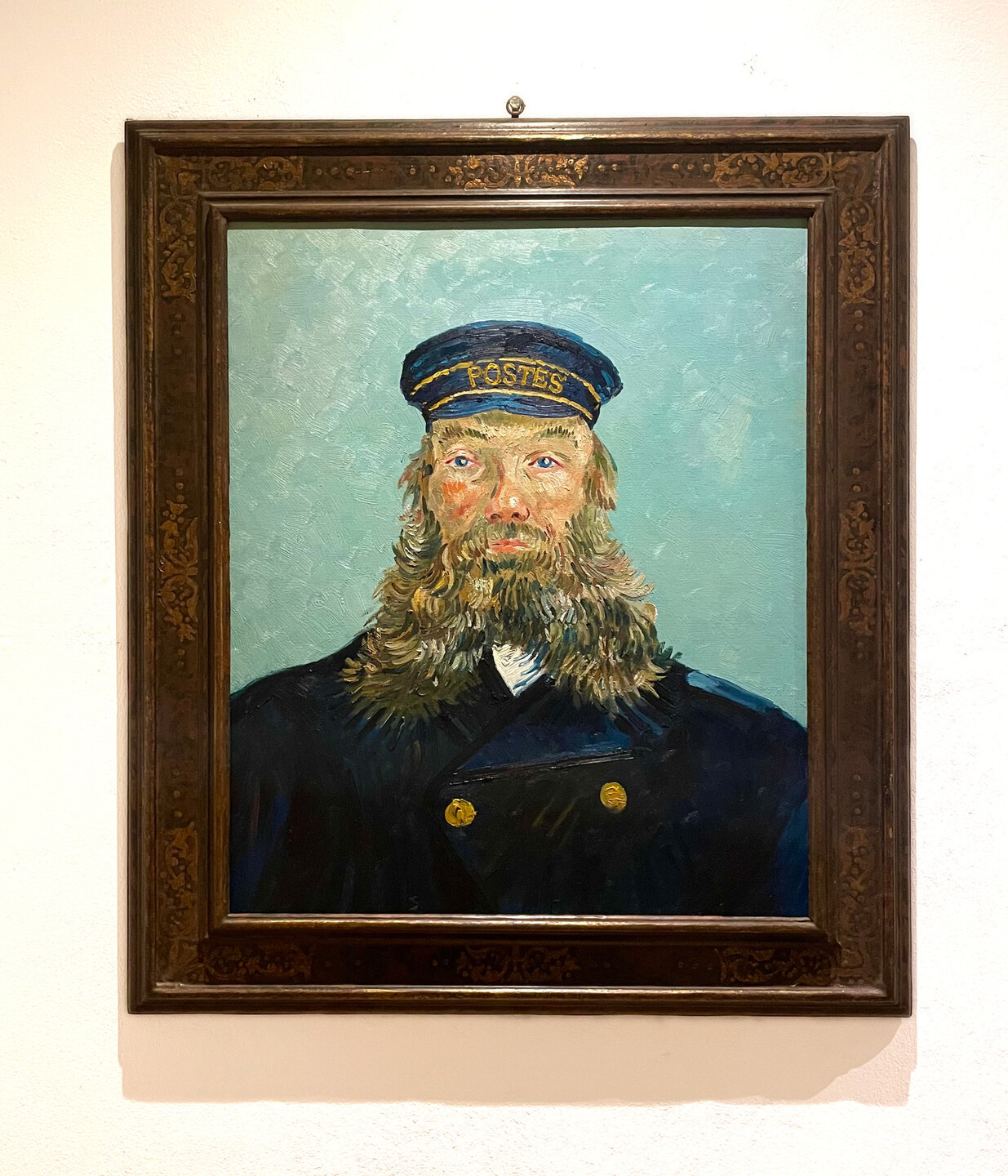 Portrait of Postman Joseph Roulin framed Van Gogh replica