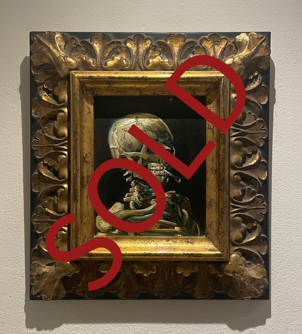 sold Skull with burning cigarette framed Vincent van gogh reproduction