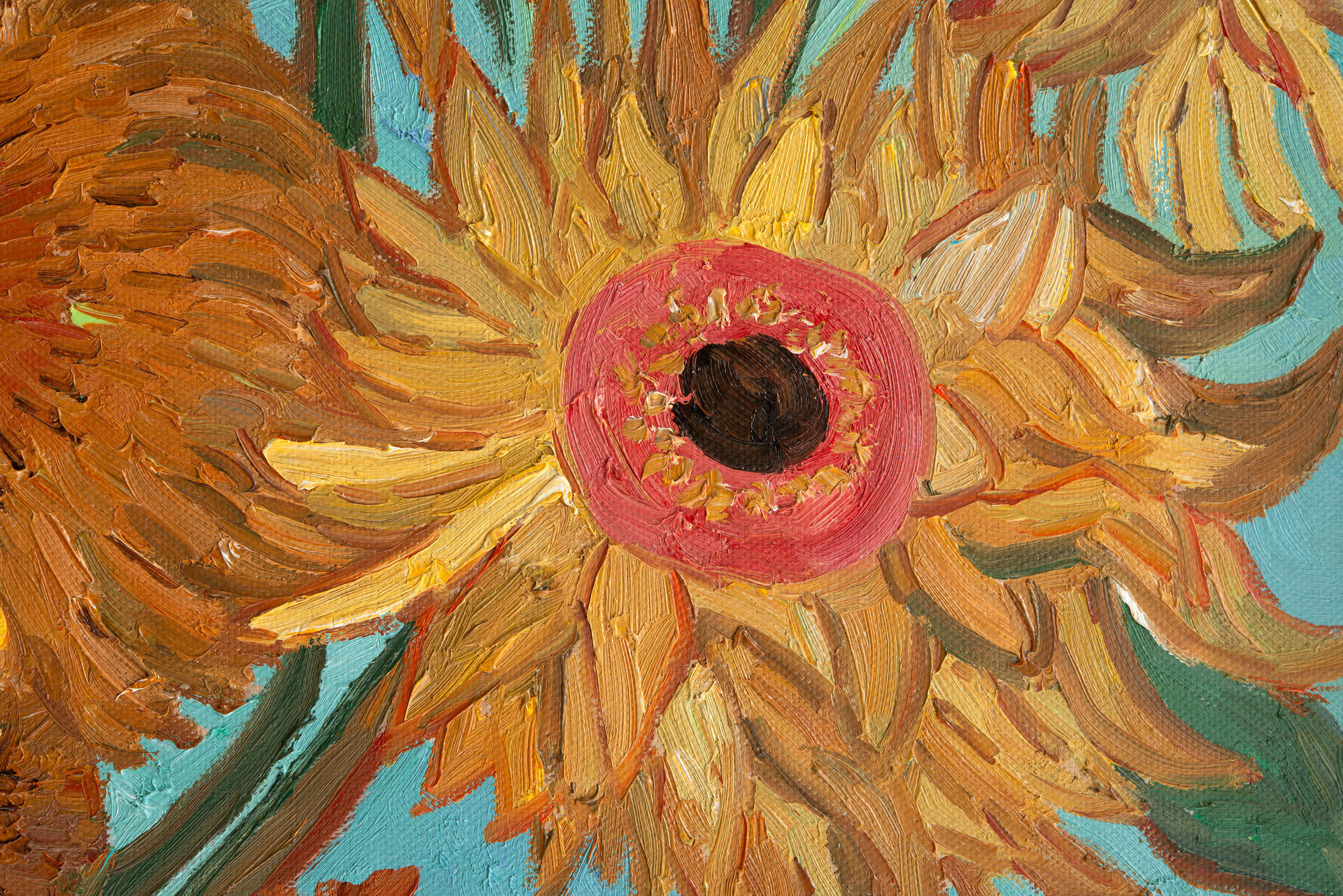 Vase With Twelve Sunflowers Van Gogh Reproduction detail