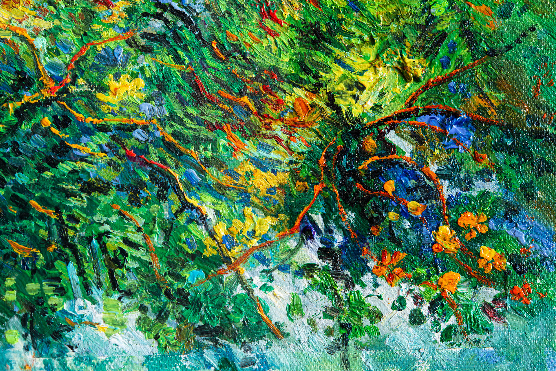 The Green Vineyard framed Van Gogh replica detail