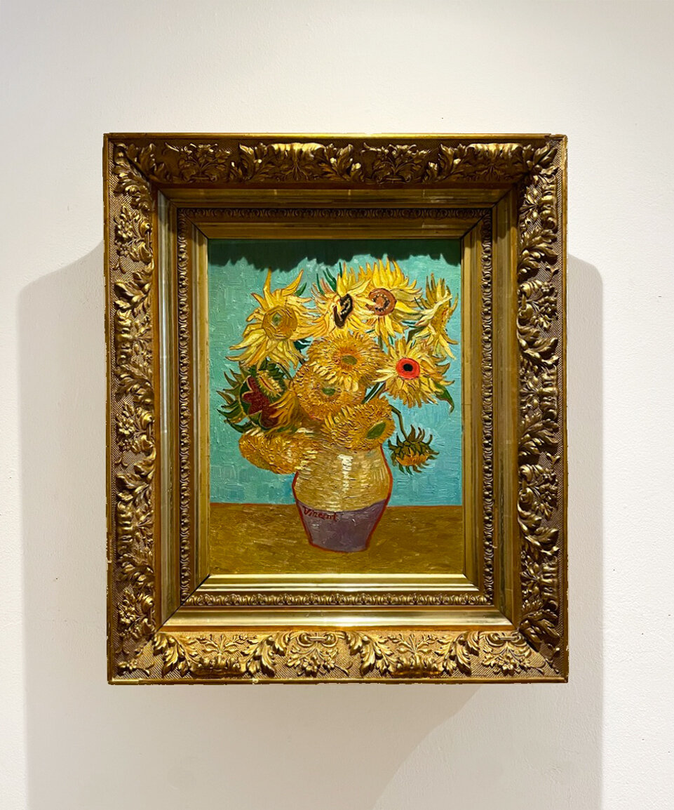 Vase With Twelve Sunflowers Van Gogh framed reproduction