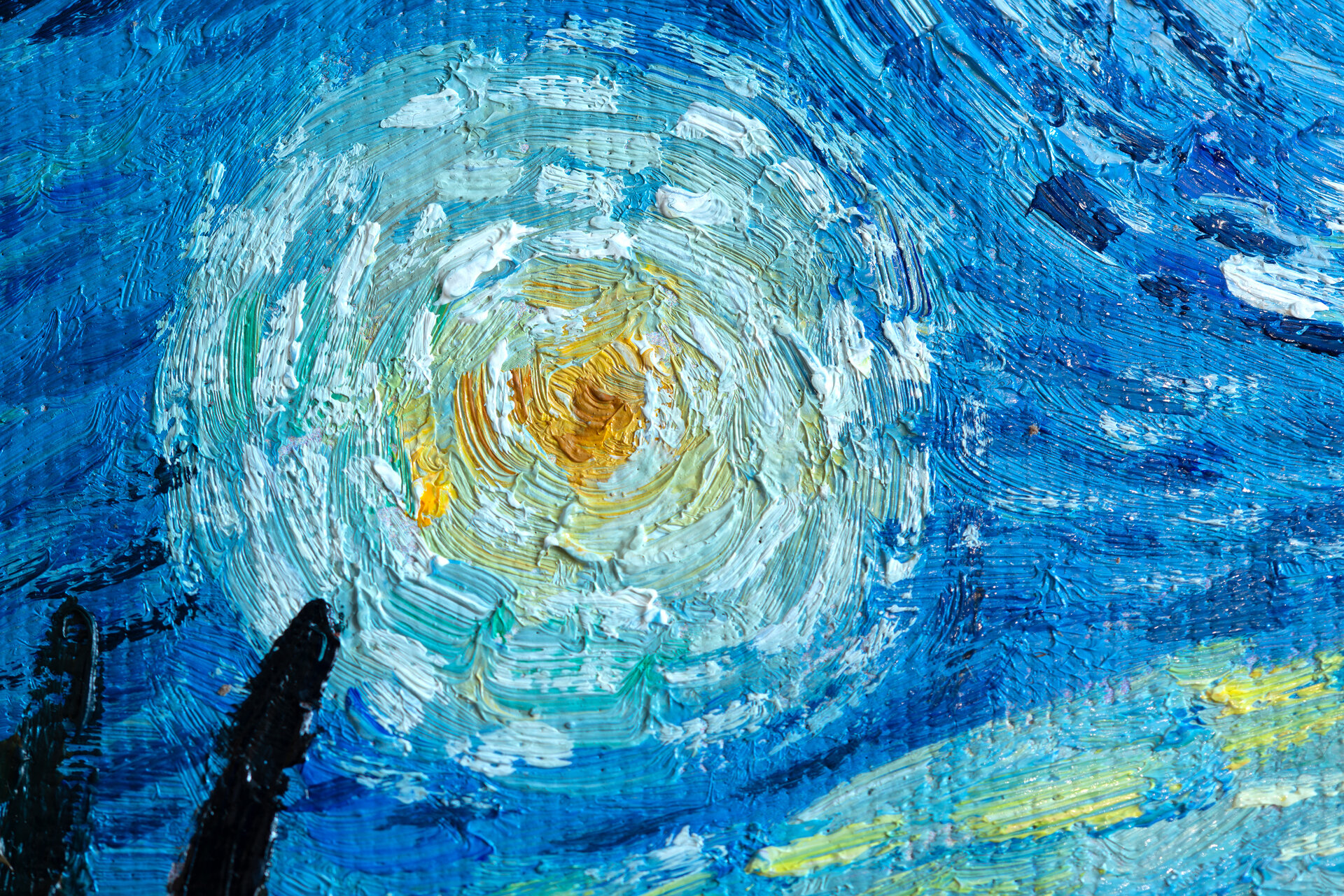 Starry Night Van Gogh reproduction framed detail