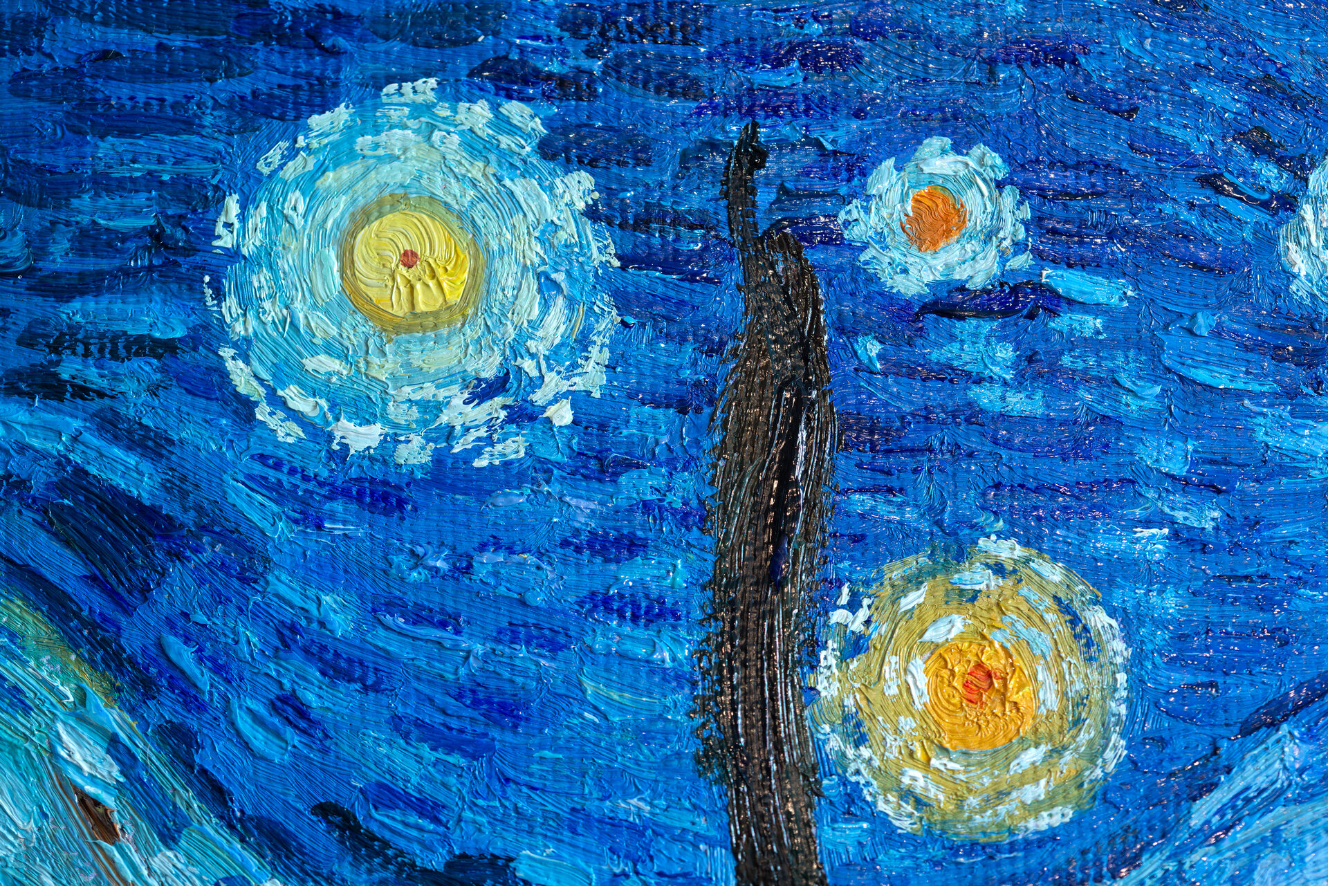 detail Starry Night Van Gogh replica frame