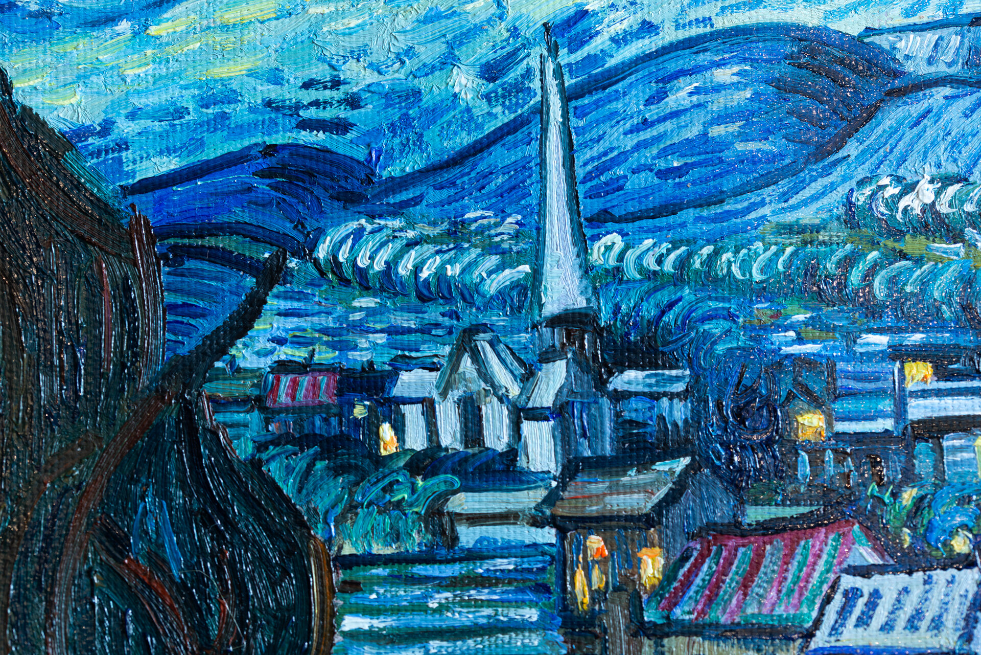 Starry Night Van Gogh replica framed detail
