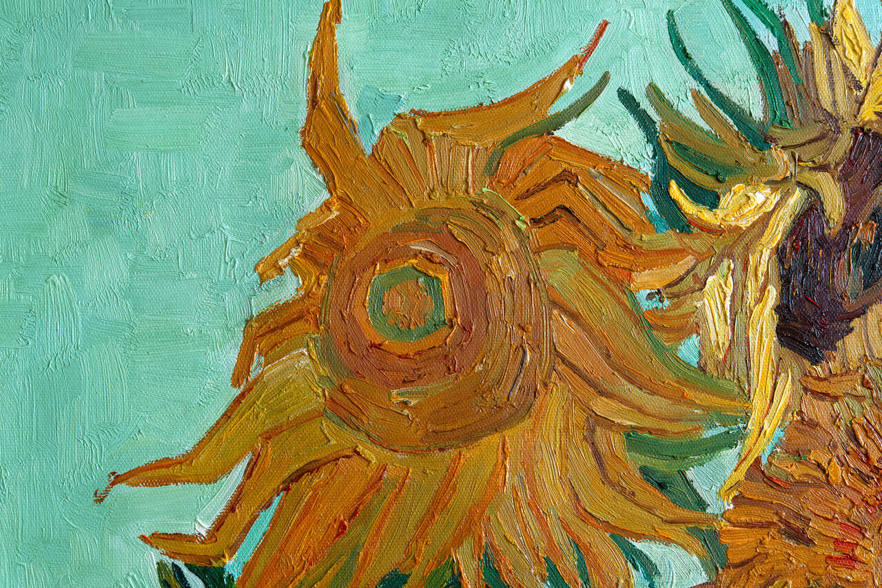 Still Life: Vase with Twelve Sunflowers Van Gogh Reproduction detail