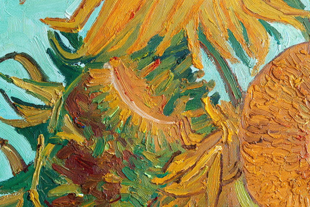 Still Life: Vase with Twelve Sunflowers Van Gogh replica detail