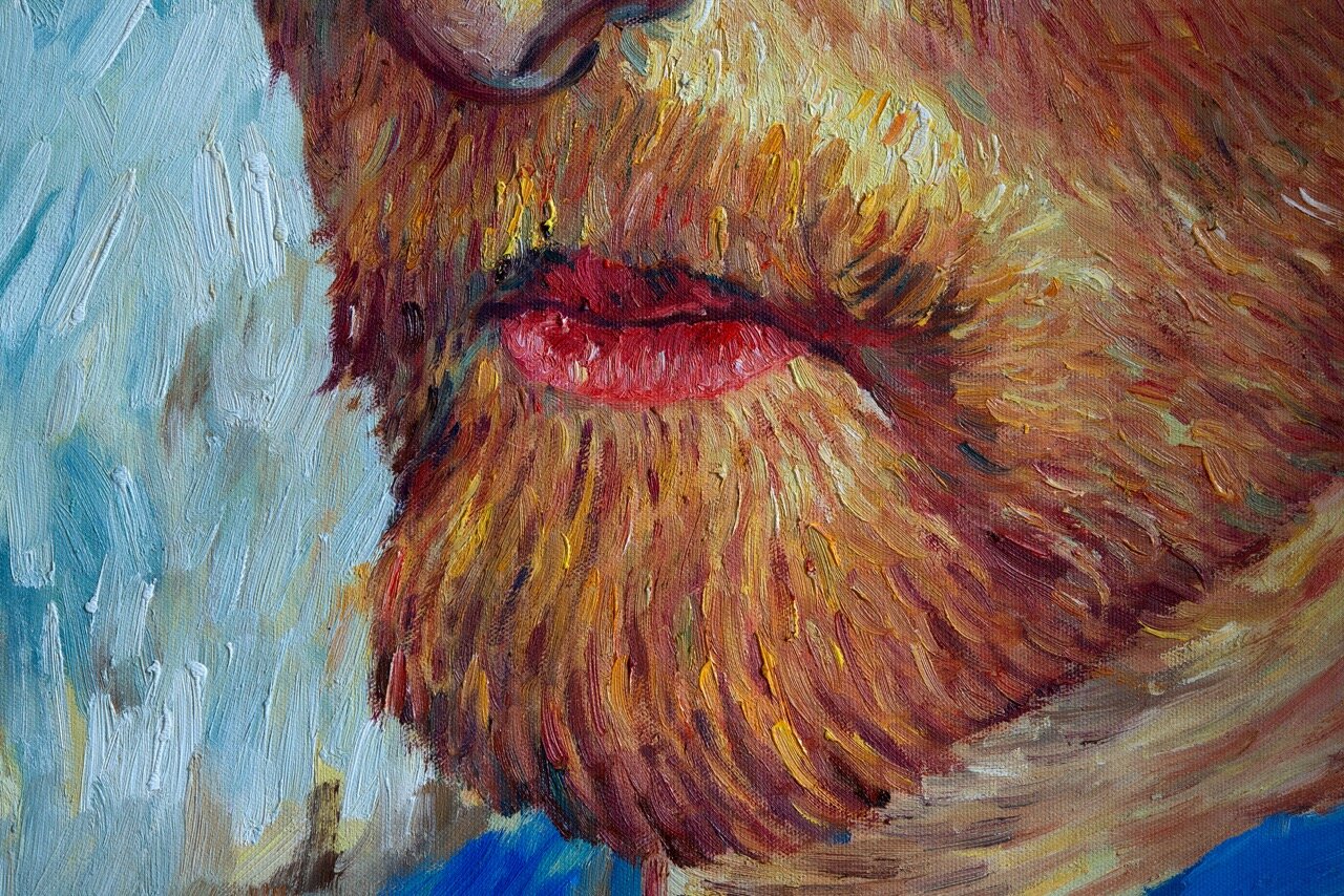 Self-Portrait with Straw Hat Van Gogh reproduction detail