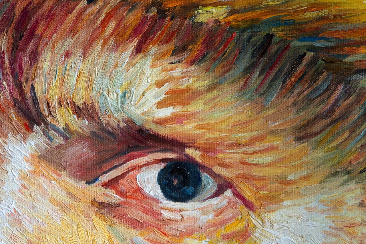 detail Self-Portrait with Straw Hat Van Gogh replica