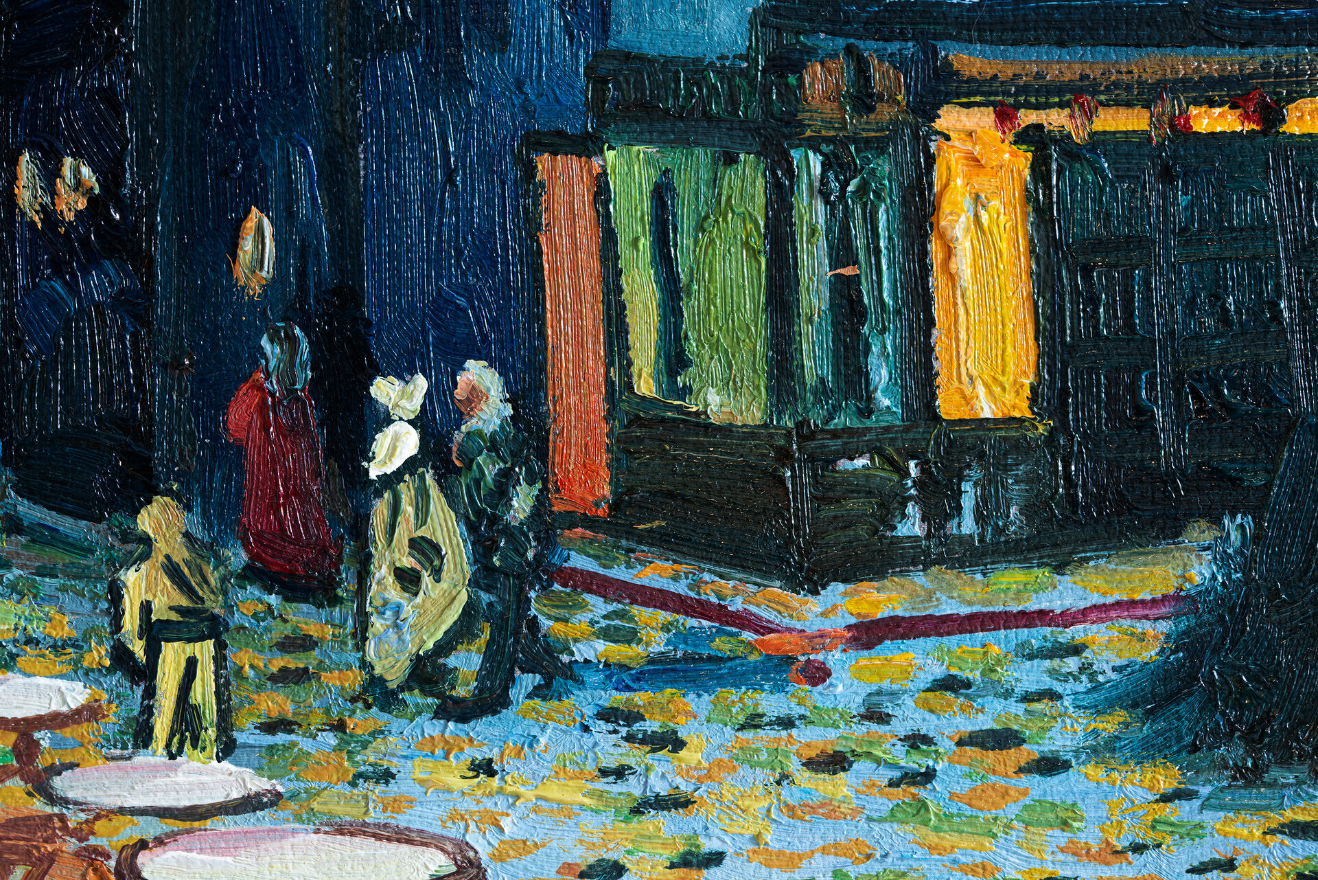 Cafe Terrace at Night framed replica detail