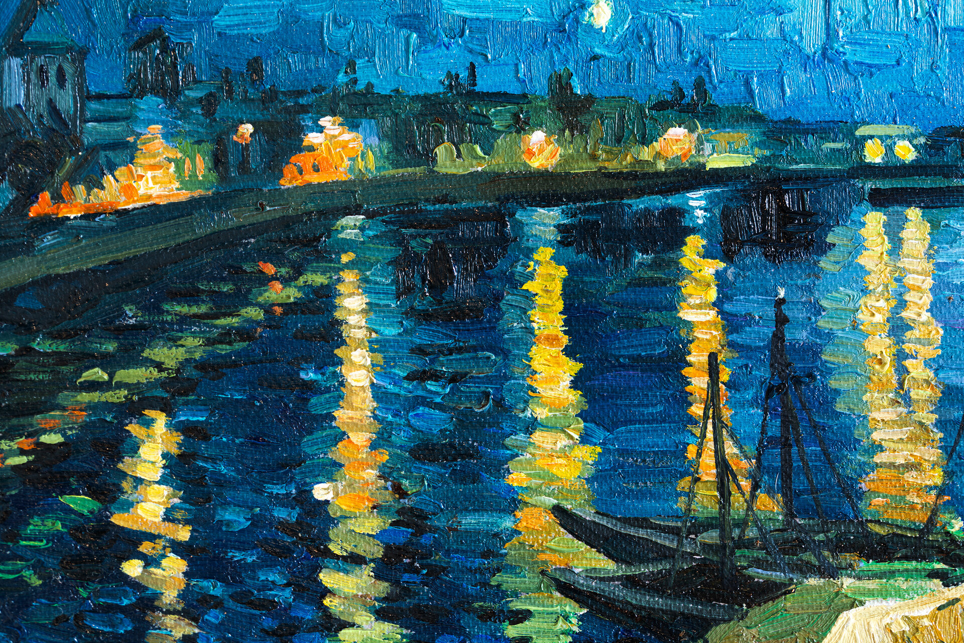 Starry Night over the Rhone reproduction framed detail