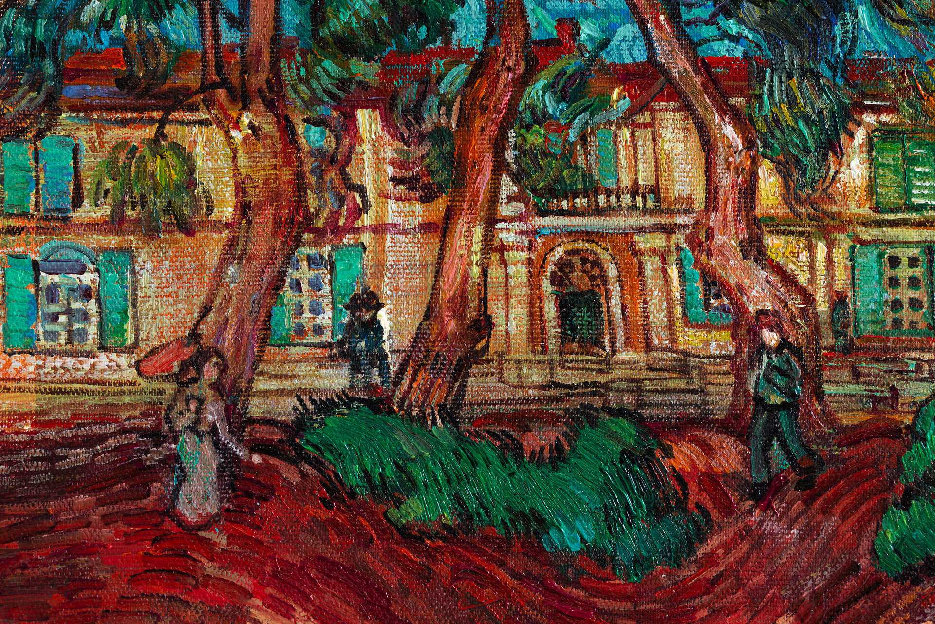 detail Saint-Paul Hospital at Saint-Remy framed Van Gogh reproduction