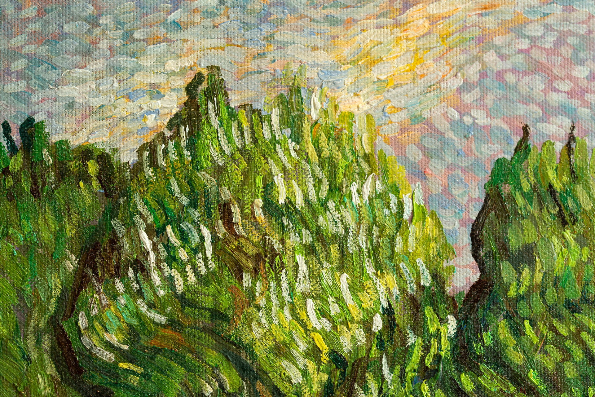 Olive Orchard Van Gogh reproduction detail 