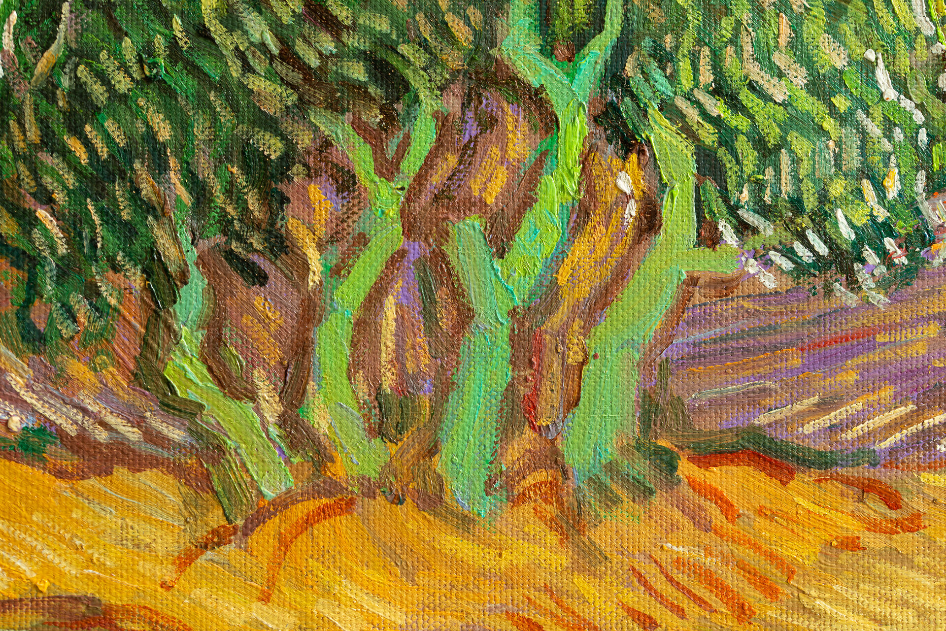 detail Olive Orchard Van Gogh replica