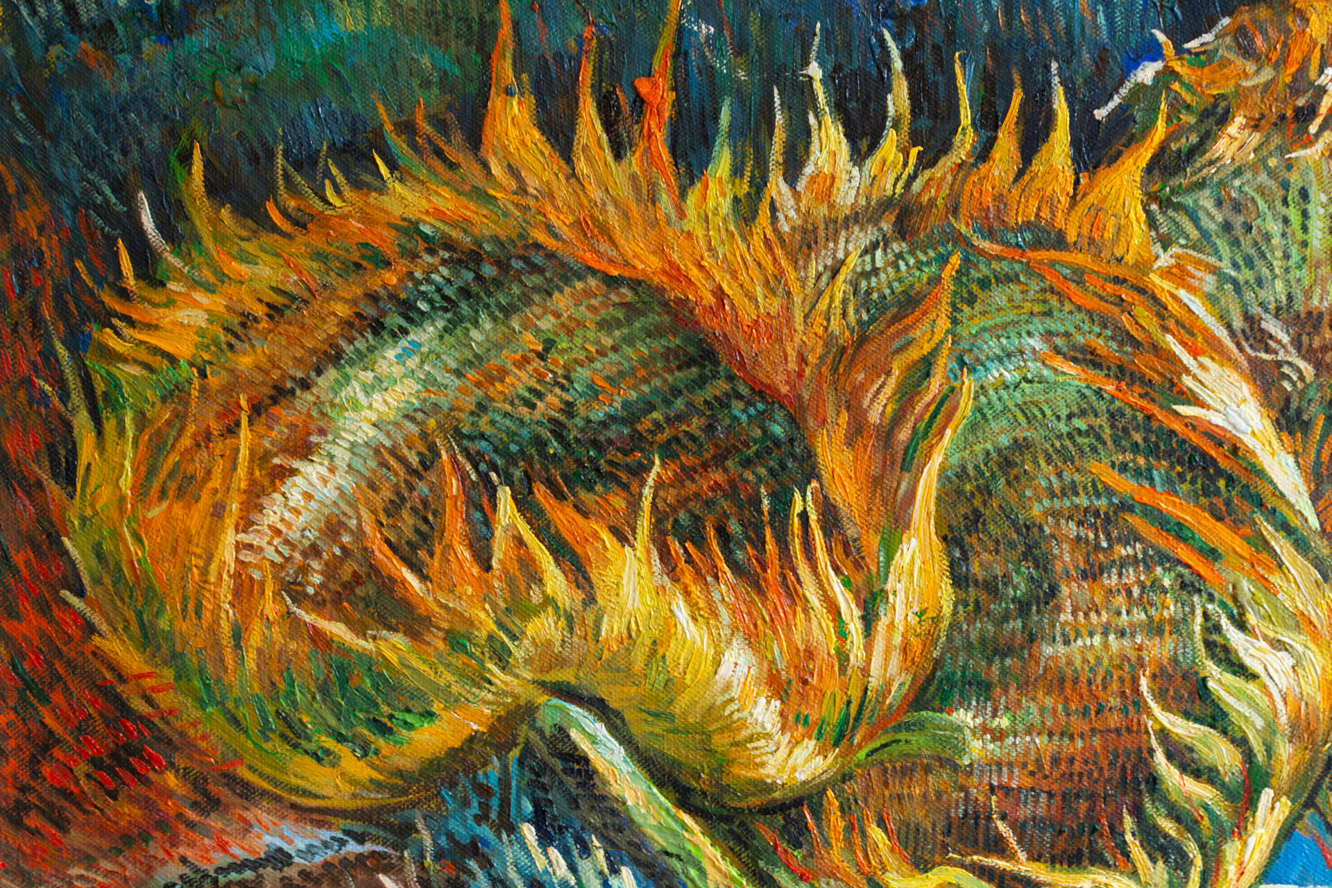 detail Four Cut Sunflowers Van Gogh reproduction