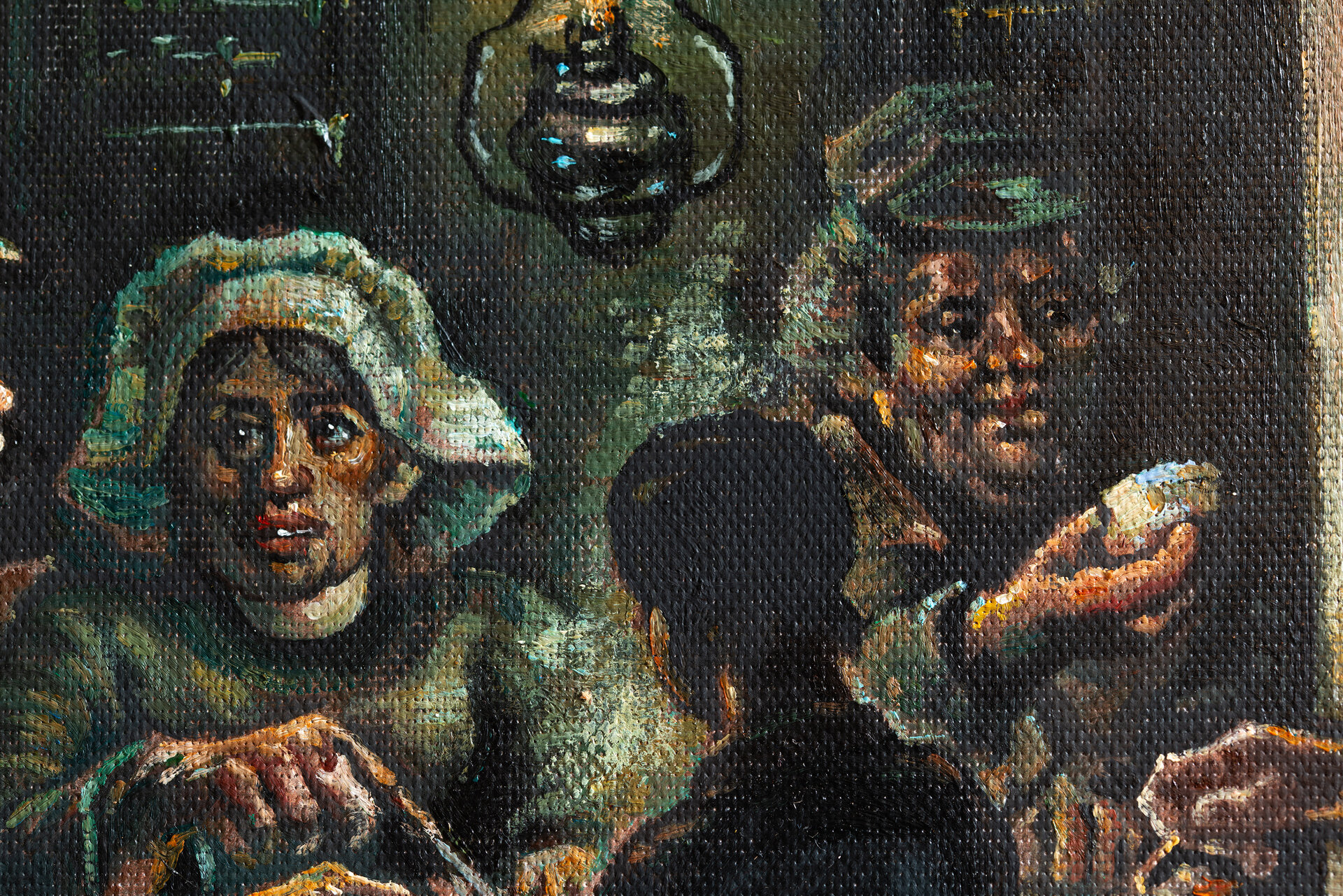 detail The Potato Eaters framed Van Gogh reproduction