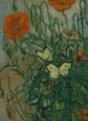 Butterflies and Poppies Van Gogh reproduction