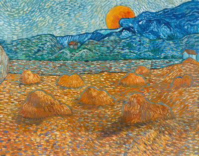 Landscape with Wheat Sheaves and rising Moon replica