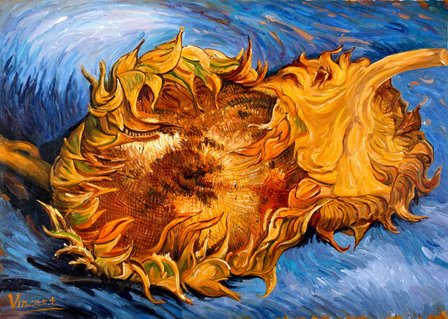 Two Cut Sunflowers Oil painting Reproduction