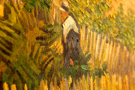 detail Harvest La Crau with Montmajour in the Background Van Gogh reproduction