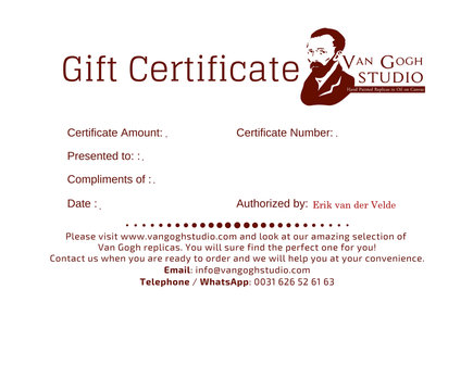 Van Gogh Studio Gift Certificate