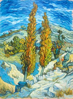 Two Poplars in the Alpilles near Saint-R&eacute;my Van Gogh reproduction