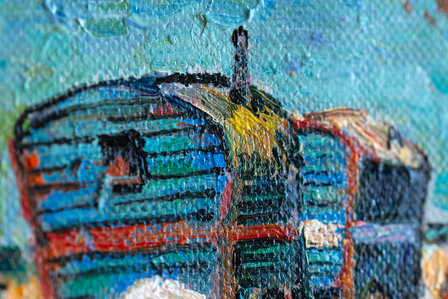 detail Framed Encampment of Gypsies with Caravans Van Gogh reproduction