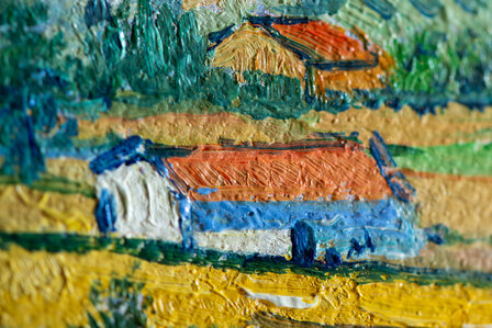 detail Harvest at La Crau framed Van Gogh reproduction