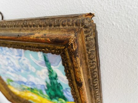 Korenveld met Cipressen ingelijste  Van Gogh reproductie, geschilderd in olieverf op doek