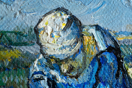 detail Peasant Woman binding Sheaves framed Van Gogh reproduction