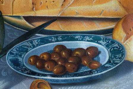 Still Life with Cheese Van Dijck replica detail