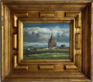 Old tower at Nuenen framed Van Gogh reproduction