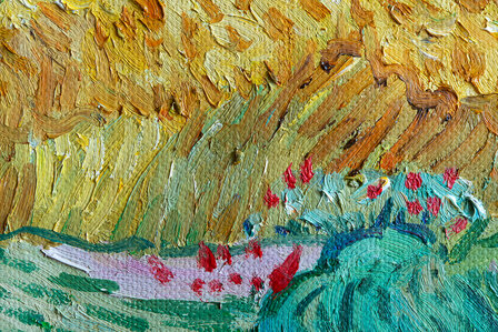 Wheat Field with Cypresses framed Van Gogh replica detail