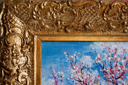 detail Pink Peach Tree framed Van Gogh reproduction 