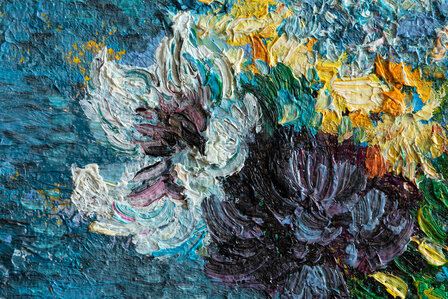 Vase with lilacs, daisies, anemones framed Van Gogh reproduction detail