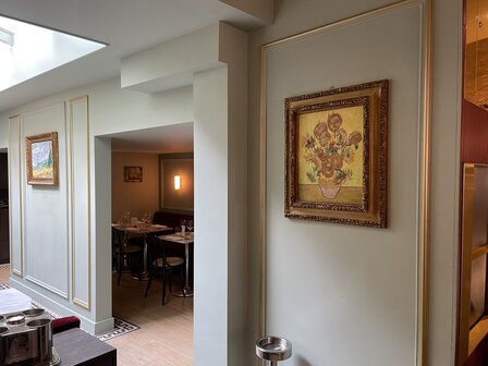 Bistrot Neuf Vase With fifteen Sunflowers framed Van Gogh Reproduction