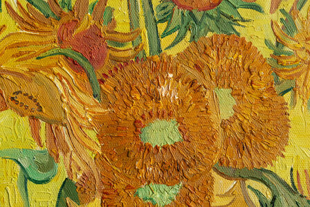 detail Vase With fifteen Sunflowers framed Van Gogh replica
