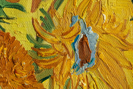 Vase With fifteen Sunflowers framed Van Gogh replica detail