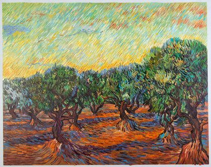 Olive Grove: Orange Sky Van Gogh reproduction