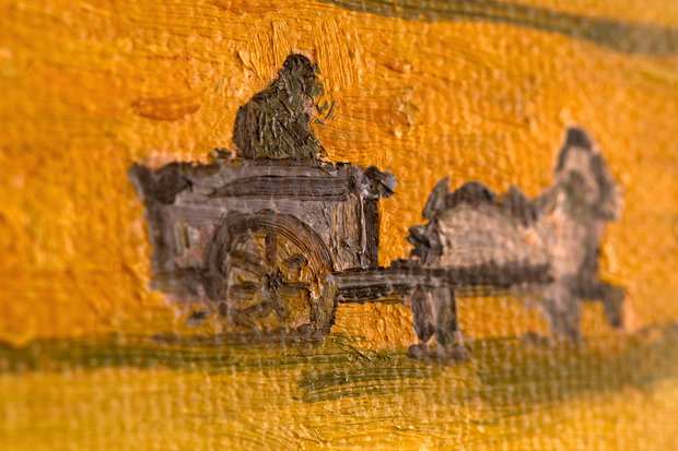 detail Harvest La Crau with Montmajour in the Background Van Gogh replica