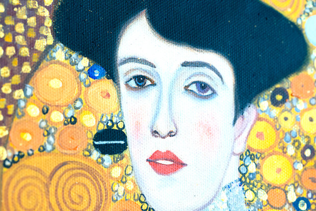Portrait of Adele Bloch Bauer Klimt reproduction detail