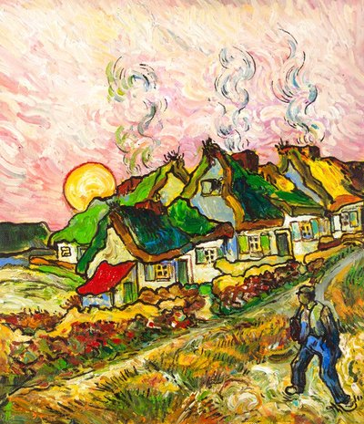 Thatched Cottages in the Sunshine Van Gogh reproduction