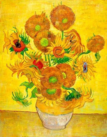 Vase with 15 sunflowers Van Gogh reproduction